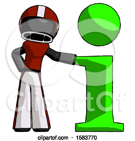 Black Football Player Man with Info Symbol Leaning up Against It by Leo Blanchette