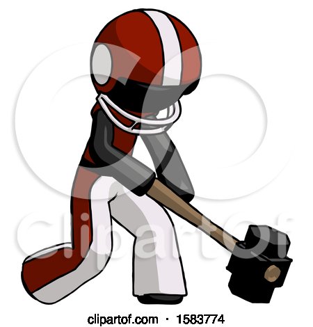 Black Football Player Man Hitting with Sledgehammer, or Smashing Something at Angle by Leo Blanchette