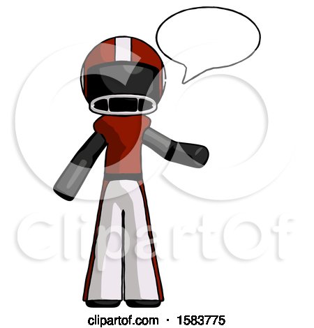 Black Football Player Man with Word Bubble Talking Chat Icon by Leo Blanchette