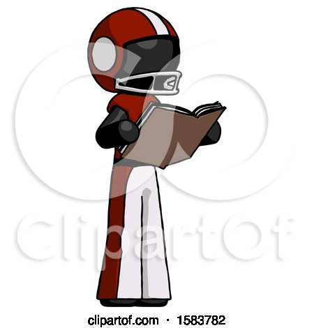 Black Football Player Man Reading Book While Standing up Facing Away by Leo Blanchette