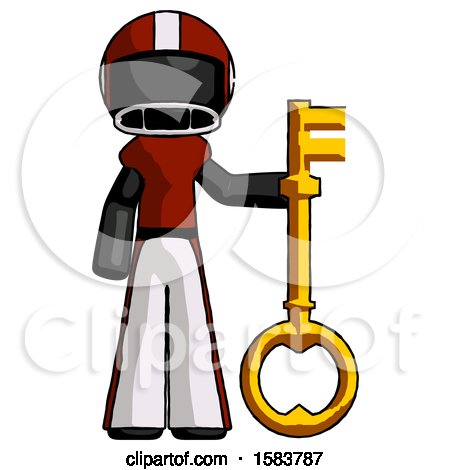 Black Football Player Man Holding Key Made of Gold by Leo Blanchette