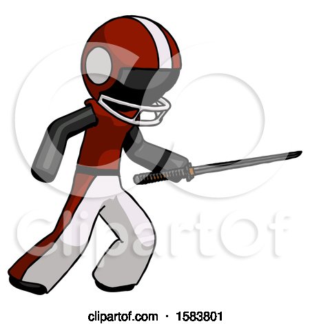 Black Football Player Man Stabbing with Ninja Sword Katana by Leo Blanchette