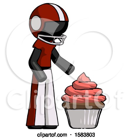 Black Football Player Man with Giant Cupcake Dessert by Leo Blanchette