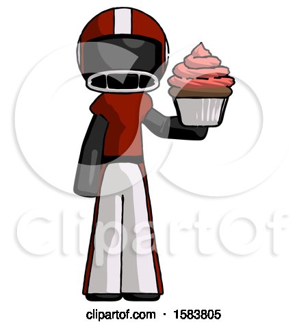 Black Football Player Man Presenting Pink Cupcake to Viewer by Leo Blanchette