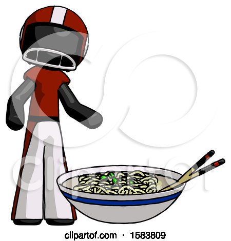 Black Football Player Man and Noodle Bowl, Giant Soup Restaraunt Concept by Leo Blanchette