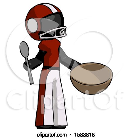 Black Football Player Man with Empty Bowl and Spoon Ready to Make Something by Leo Blanchette