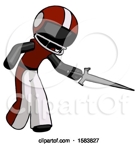Black Football Player Man Sword Pose Stabbing or Jabbing by Leo Blanchette