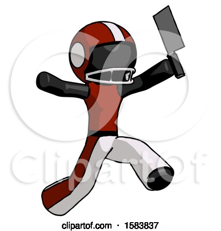 Black Football Player Man Psycho Running with Meat Cleaver by Leo Blanchette