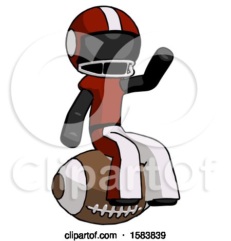 Black Football Player Man Sitting on Giant Football by Leo Blanchette