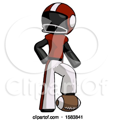 Black Football Player Man Standing with Foot on Football by Leo Blanchette