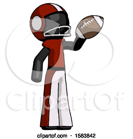 Black Football Player Man Holding Football up by Leo Blanchette