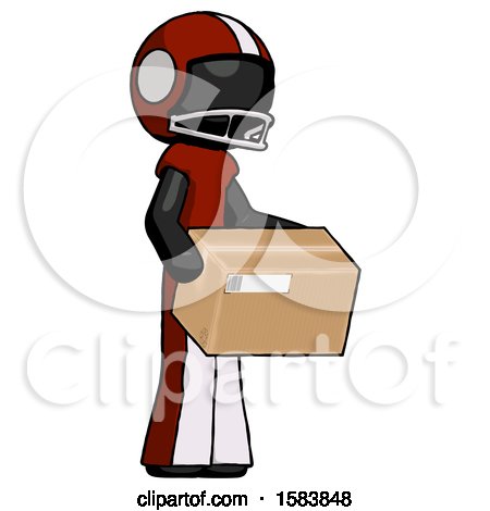 Black Football Player Man Holding Package to Send or Recieve in Mail by Leo Blanchette