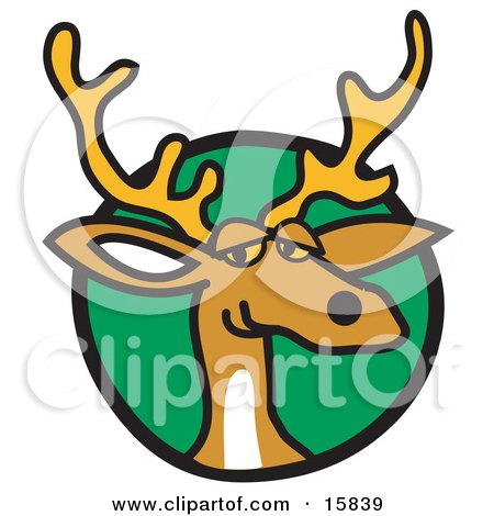 Curious Deer With Antlers Over A Green Circle Clipart Illustration by Andy Nortnik