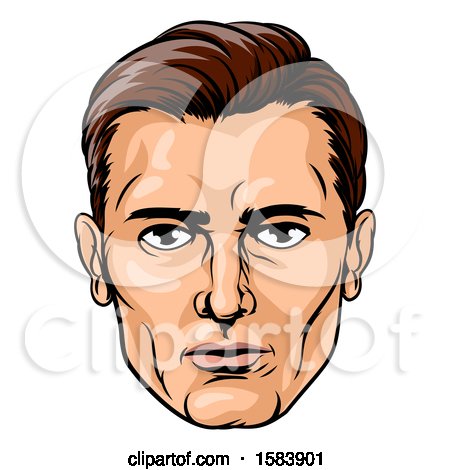 Clipart of a Caucasian Businessman Face in Pop Art Style - Royalty Free Vector Illustration by AtStockIllustration