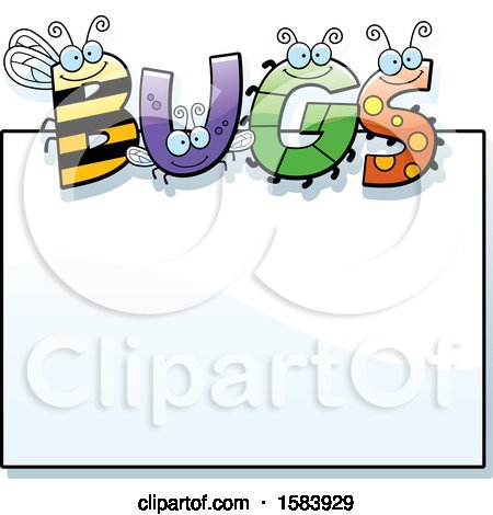 Clipart of a Bug Text Sign - Royalty Free Vector Illustration by Cory Thoman