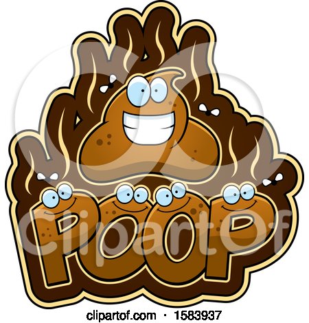 Clipart of a Happy Stinky Pile of Poop Character over Text - Royalty Free Vector Illustration by Cory Thoman