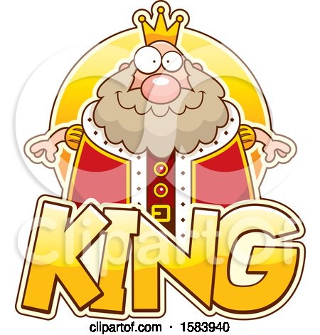 Clipart of a Chubby King over Text - Royalty Free Vector Illustration by Cory Thoman