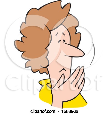Clipart of a Cartoon Worried Middle Aged Caucasian Woman Covering Her Mouth, Oh My - Royalty Free Vector Illustration by Johnny Sajem