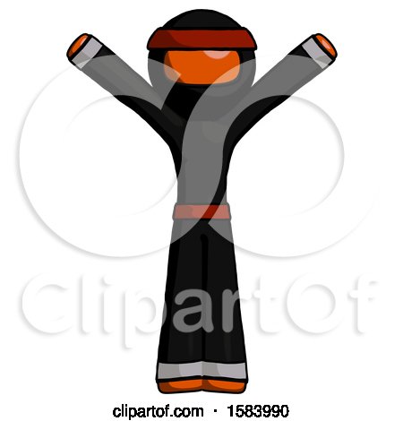 Orange Ninja Warrior Man with Arms out Joyfully by Leo Blanchette