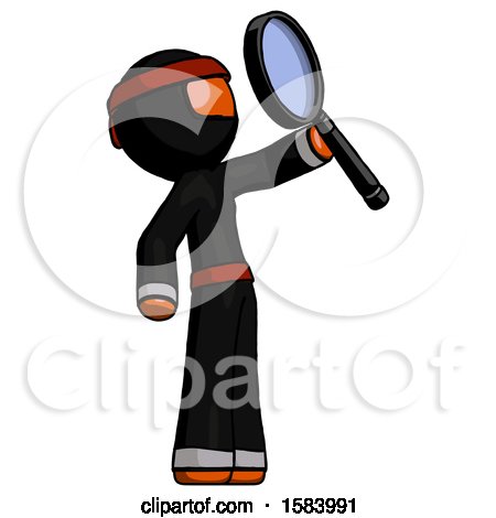 Orange Ninja Warrior Man Inspecting with Large Magnifying Glass Facing up by Leo Blanchette