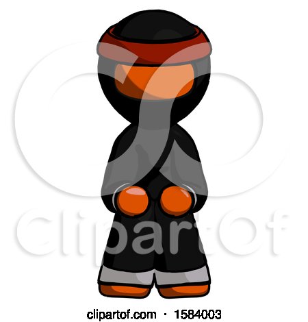 Orange Ninja Warrior Man Squatting Facing Front by Leo Blanchette