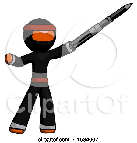 Orange Ninja Warrior Man Demonstrating That Indeed the Pen Is Mightier by Leo Blanchette