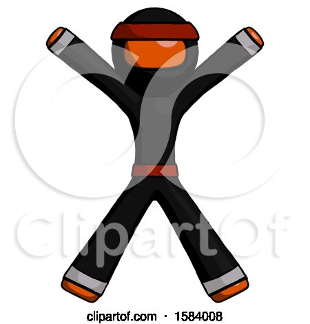 Orange Ninja Warrior Man Jumping or Flailing by Leo Blanchette