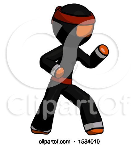 Orange Ninja Warrior Man Martial Arts Defense Pose Right by Leo Blanchette
