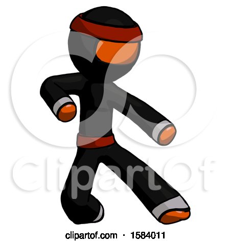 Orange Ninja Warrior Man Karate Defense Pose Right by Leo Blanchette