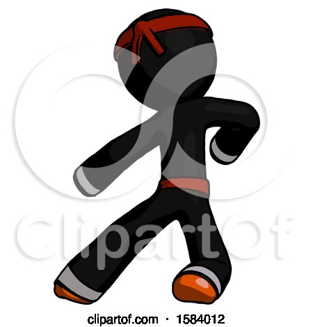 Orange Ninja Warrior Man Karate Defense Pose Left by Leo Blanchette