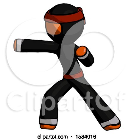 Orange Ninja Warrior Man Martial Arts Punch Left by Leo Blanchette