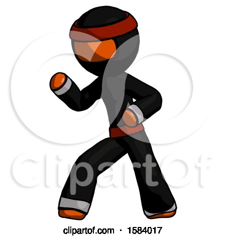 Orange Ninja Warrior Man Martial Arts Defense Pose Left by Leo Blanchette