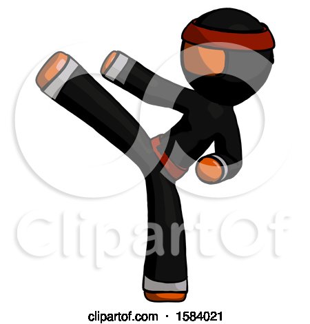 Orange Ninja Warrior Man Ninja Kick Left by Leo Blanchette