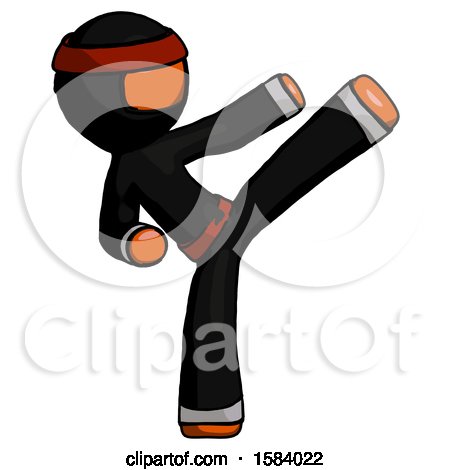 Orange Ninja Warrior Man Ninja Kick Right by Leo Blanchette
