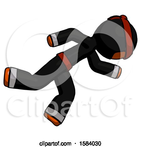 Orange Ninja Warrior Man Running While Falling down by Leo Blanchette