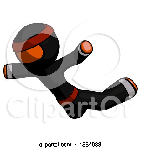 Orange Ninja Warrior Man Skydiving or Falling to Death by Leo Blanchette