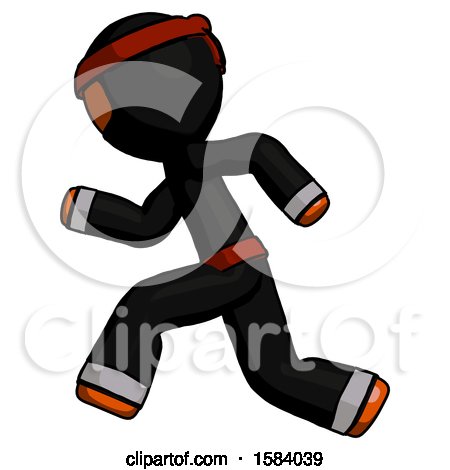 Orange Ninja Warrior Man Running Fast Left by Leo Blanchette
