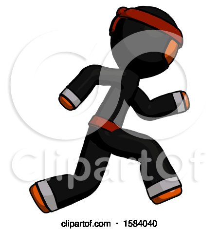 Orange Ninja Warrior Man Running Fast Right by Leo Blanchette
