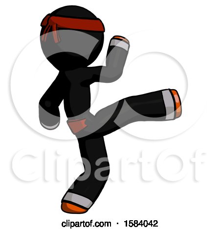 Orange Ninja Warrior Man Kick Pose by Leo Blanchette