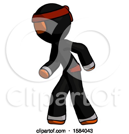 Orange Ninja Warrior Man Suspense Action Pose Facing Left by Leo Blanchette