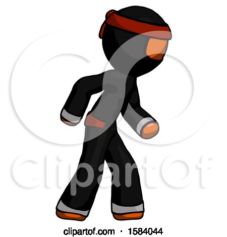Orange Ninja Warrior Man Suspense Action Pose Facing Right by Leo Blanchette