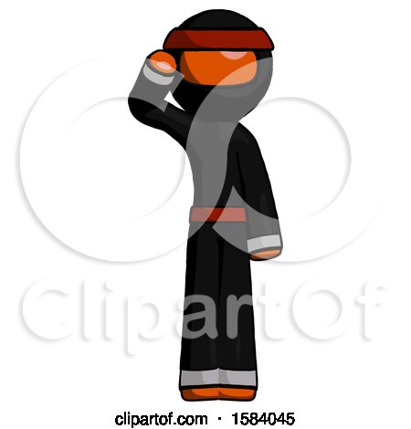 Orange Ninja Warrior Man Soldier Salute Pose by Leo Blanchette