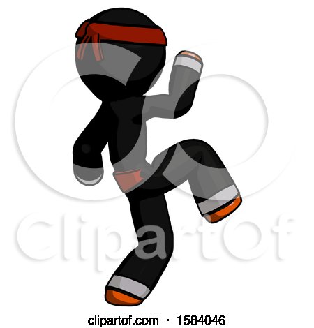 Orange Ninja Warrior Man Kick Pose Start by Leo Blanchette