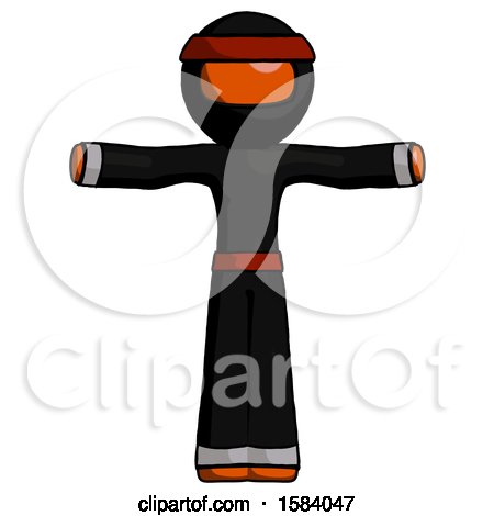 Orange Ninja Warrior Man T-Pose Arms up Standing by Leo Blanchette