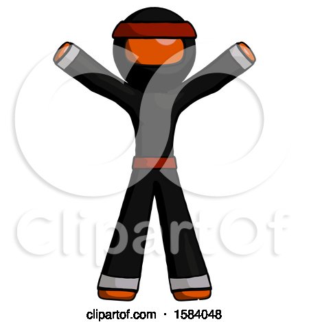 Orange Ninja Warrior Man Surprise Pose, Arms and Legs out by Leo Blanchette