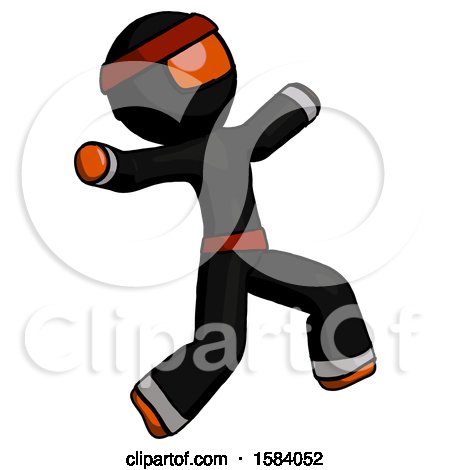 Orange Ninja Warrior Man Running Away in Hysterical Panic Direction Right by Leo Blanchette