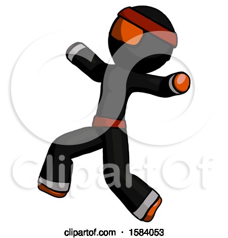 Orange Ninja Warrior Man Running Away in Hysterical Panic Direction Left by Leo Blanchette