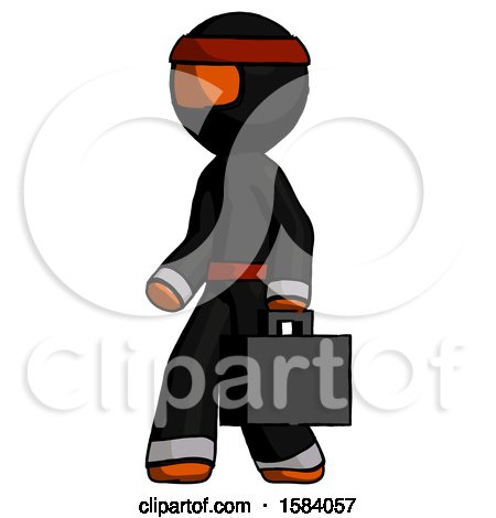 Orange Ninja Warrior Man Walking with Briefcase to the Left by Leo Blanchette