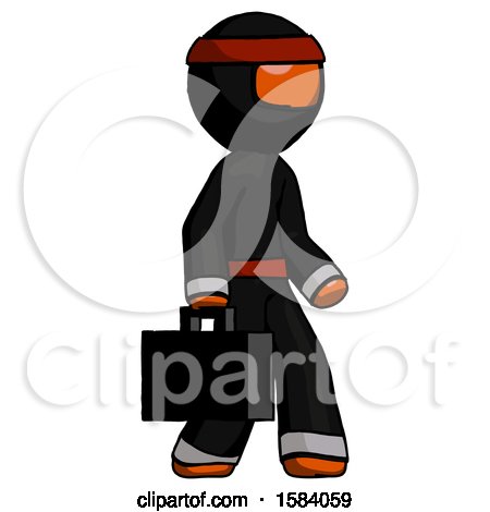 Orange Ninja Warrior Man Walking with Briefcase to the Right by Leo Blanchette