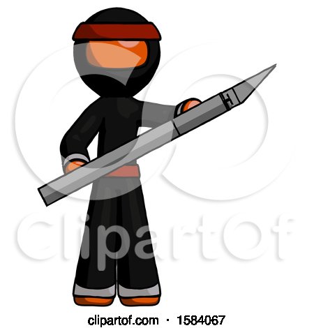Orange Ninja Warrior Man Holding Large Scalpel by Leo Blanchette
